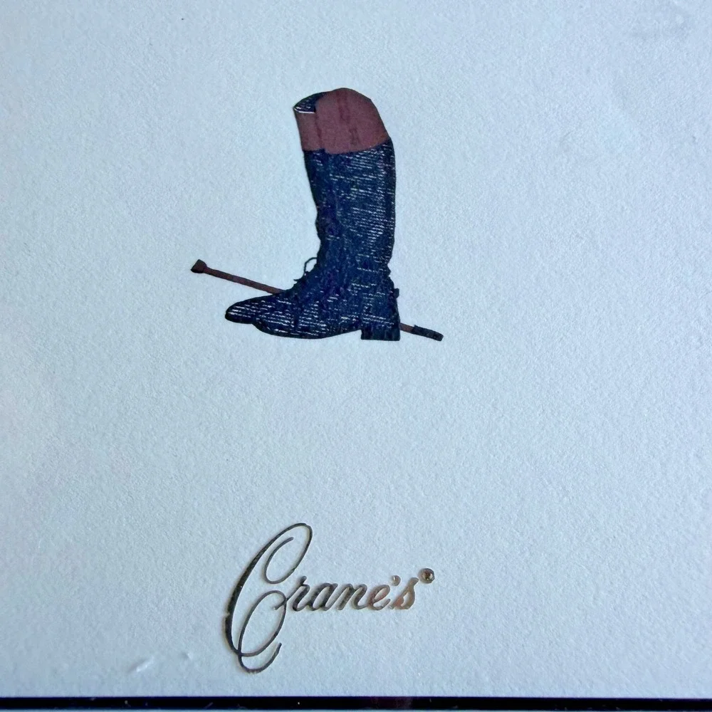 CRANE Engraved Equestrian Note Cards Cream Cotton Paper 9 Notes/Envelopes Riding